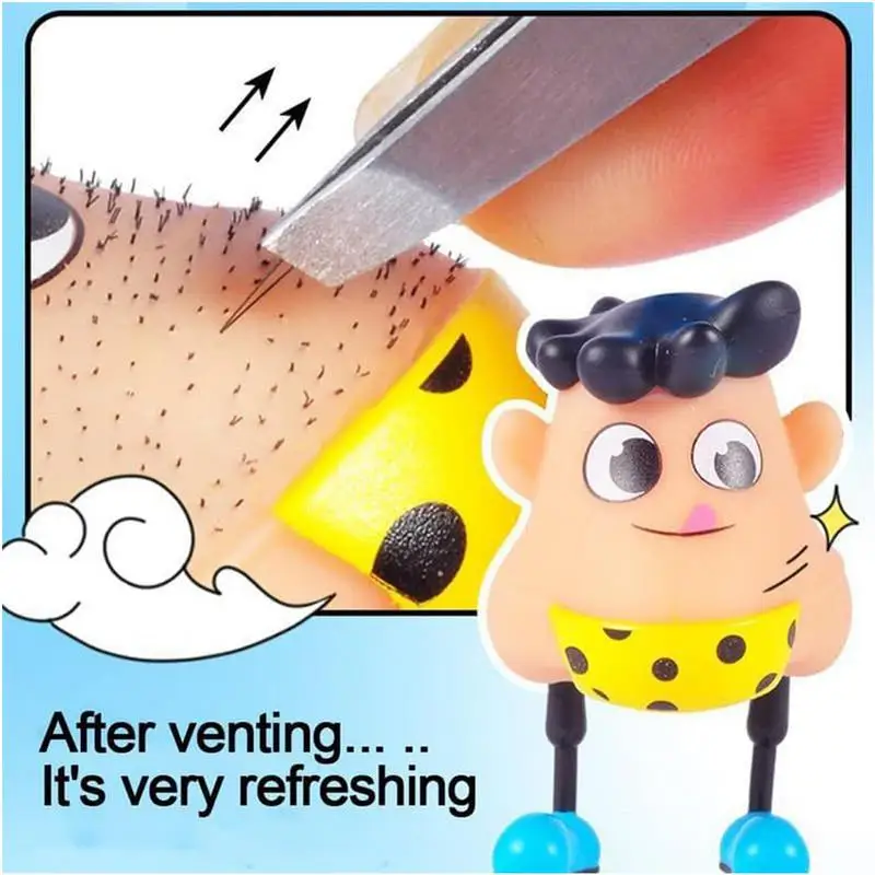 Hair Plucking Toy Novelty Plucking Blackhead Fidget Toys Cartoon Pulling Hair Beard Skin Picking Keychain Pimple Anti Stress Toy