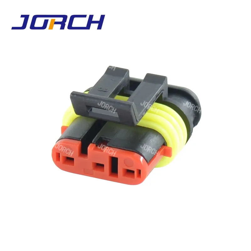 10 sets 3 pin tyco amp sealed waterproof connector wire harness male female connectors 282087-1 282105-1 with crimp terminals