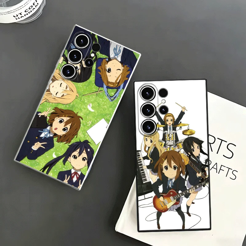 K on! Hirasawa Yui Anime Soft Phone Case For Samsung S24 S25 S26 Ultra S23 S22 Plus S21 S20 FE Edge + Black White Couple Cover