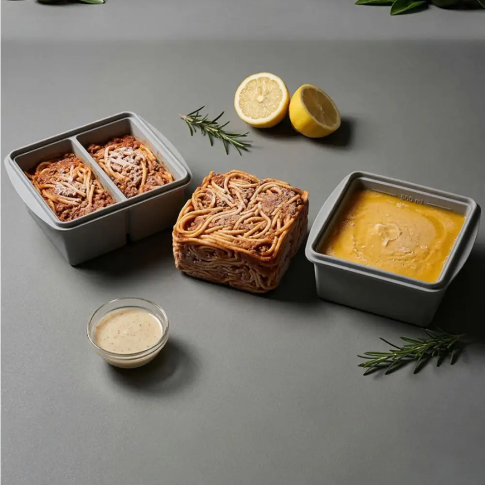 New Reusable Silicone Freezer Mold with Lid Multi-purpose Ice Tray Mold Leak-Proof Fresh-Keeping Box Kitchen Use