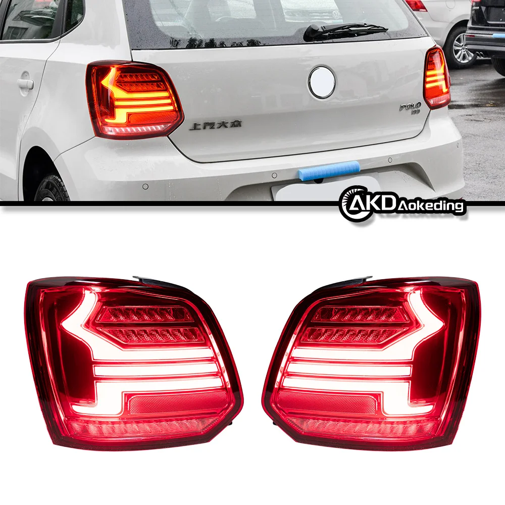 AKD Tail Lamp for VW Polo LED Tail Light 2011-2018 Polo Rear Fog Brake Turn Signal Automotive Accessories