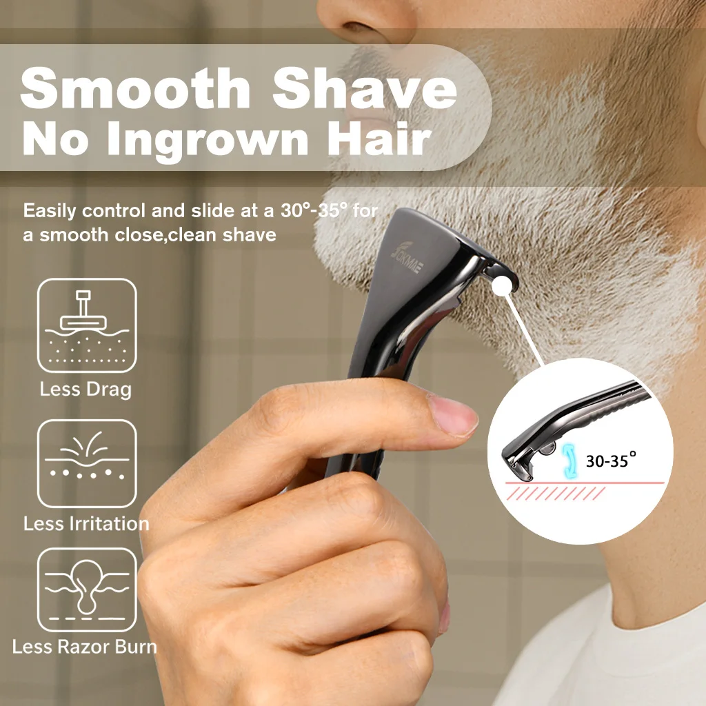 

Manual Razor For Men With 10Pcs Blade Set Metallic Luxury Hair Shaving Kit Finish Cutting Beard Trimmer Shaver Customizable Logo