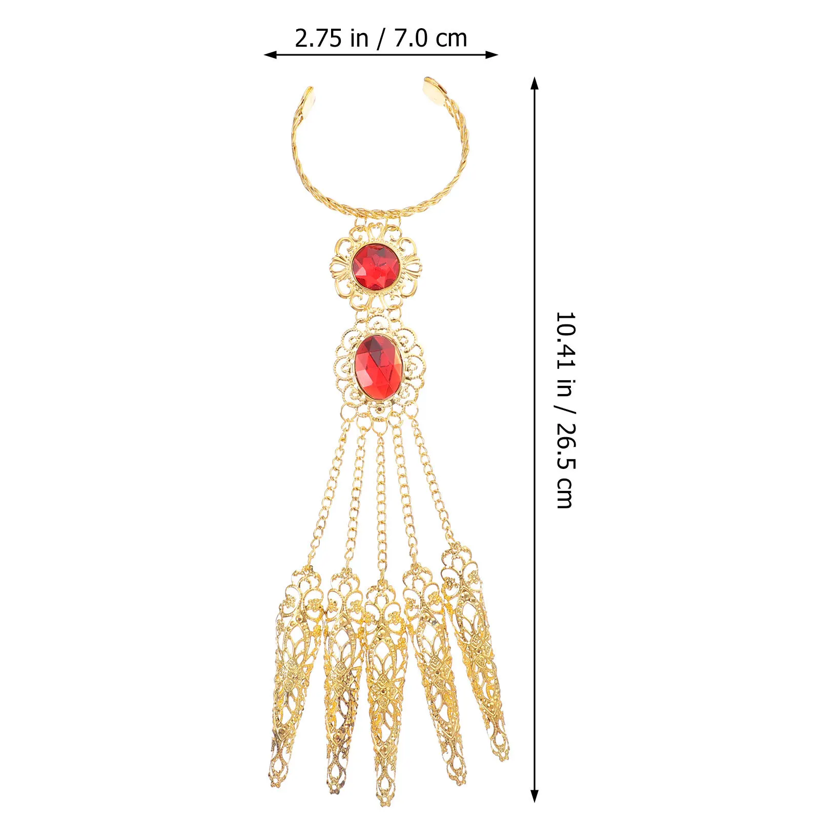 1쌍의 벨리댄스 팔찌와 손톱 장식, 의상 액세서리, 금색 합금 손톱 장식, 축제 공연용