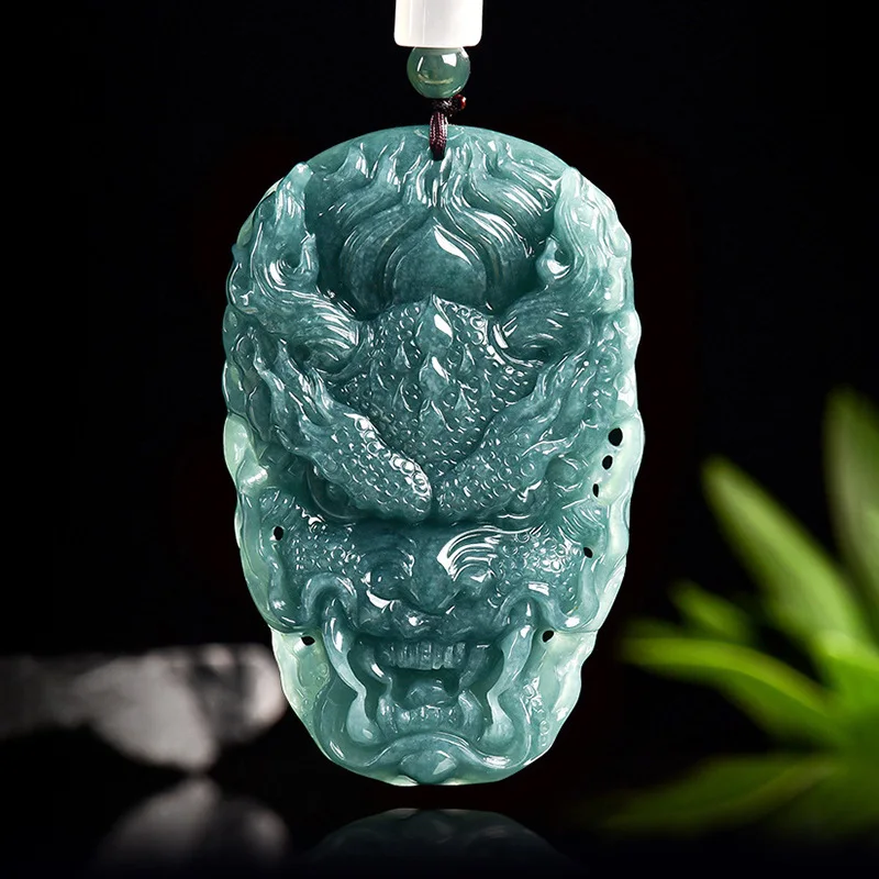 Myanmar Jadeite Dragon Pendant Necklace Vintage Charm Burmese Jade Luxury Carved Amulet Stone Real Jewelry Designer Talismans