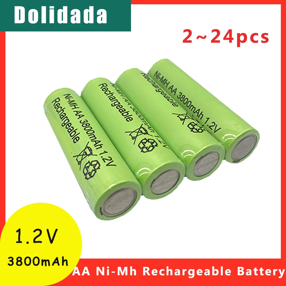 Batteria 1.2v AA 3800mah Ni Mh Bateria 2a batteria ricaricabile per Mp3 lampada a Led fotocamera giocattolo microfono accessori per telecomando