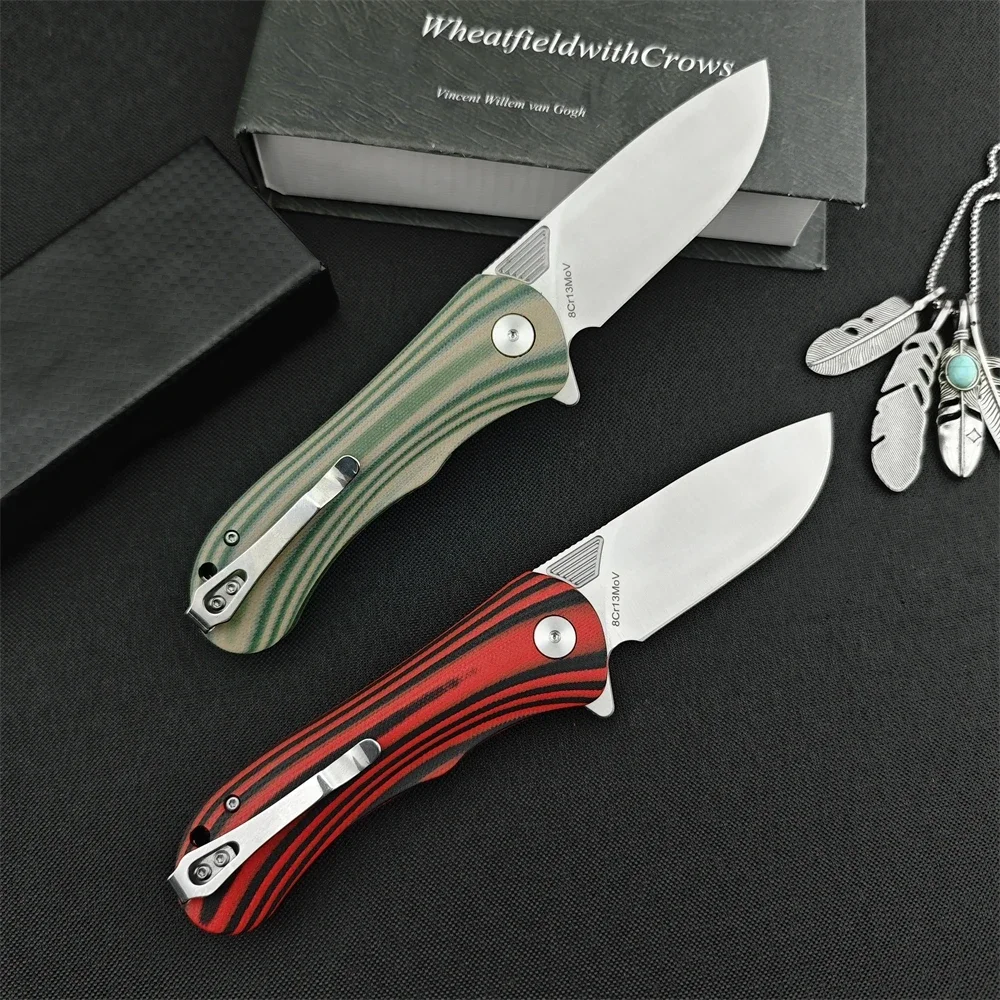 Folding Knife HUAAO GC001 8Cr13Mov Blade G10 Handle High Quality Outdoor EDC Gift Camping Hiking Hunting Survival Tools