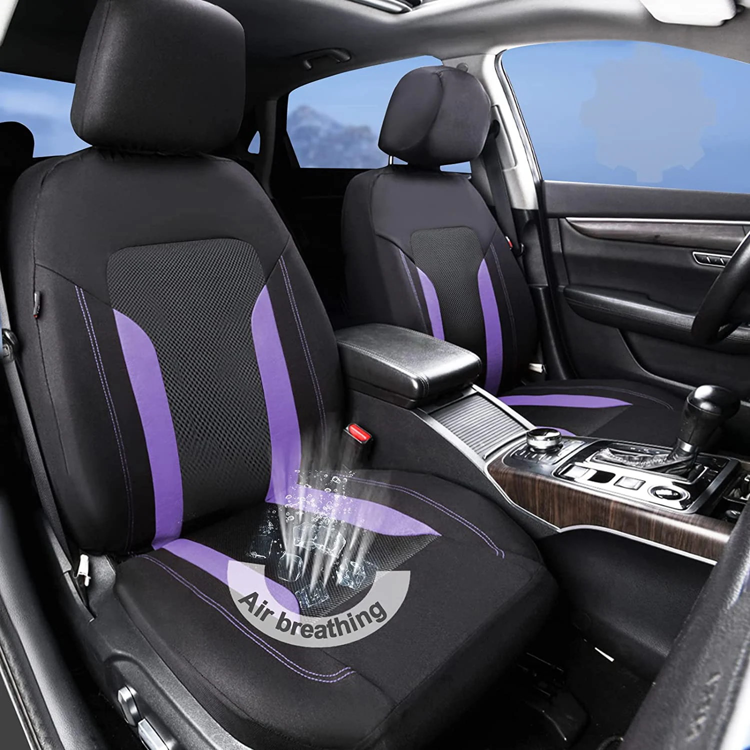 AUTO PLUS Universal Purple Airmesh Cloth Car Seat Covers With 3mm Sponge Women Car Accessories Interior Seat Protector