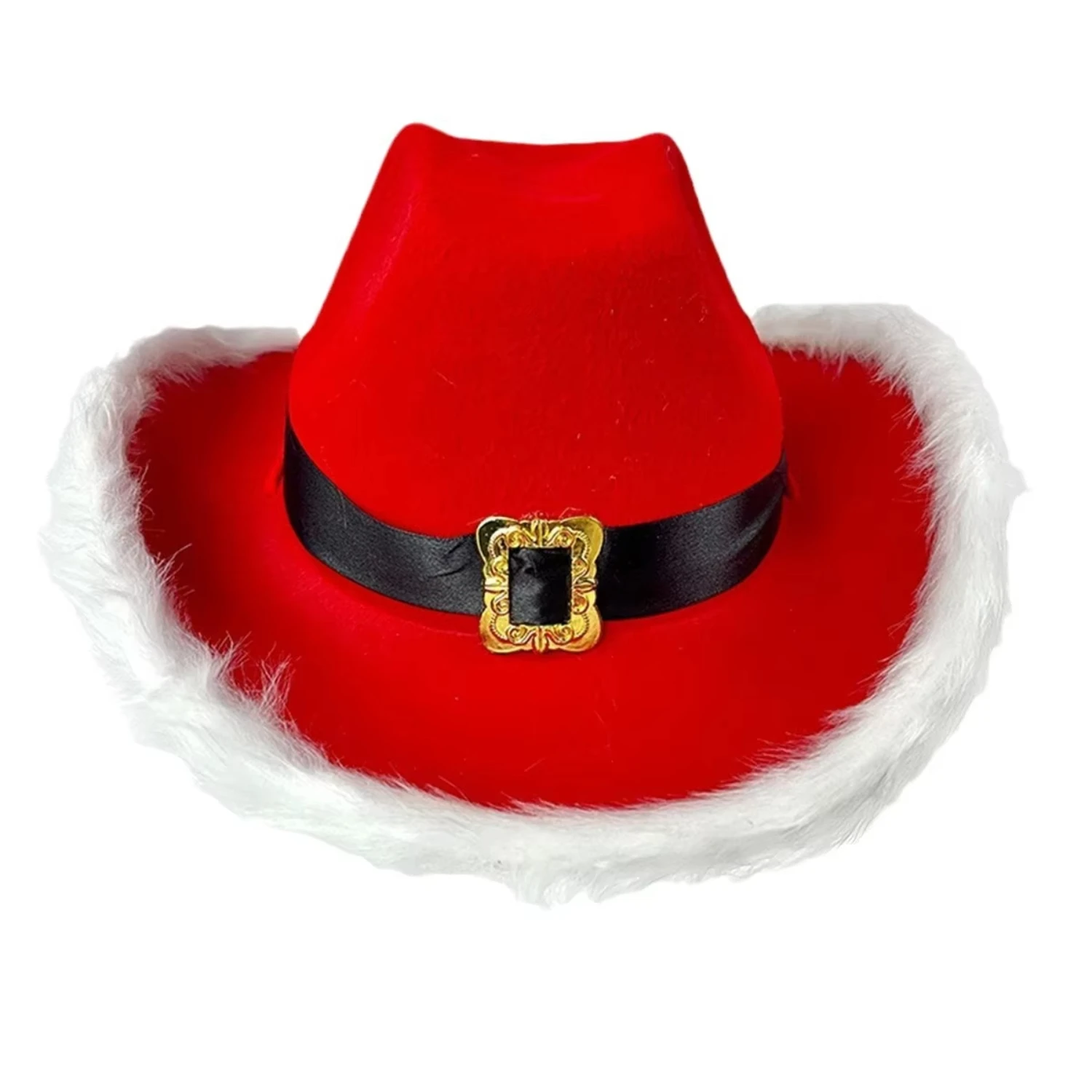 2pcs  Red Feather Cosplay Costume Xmas Christmas Cowboy Hat for Christmas Party Supplies With Led Lights Adults