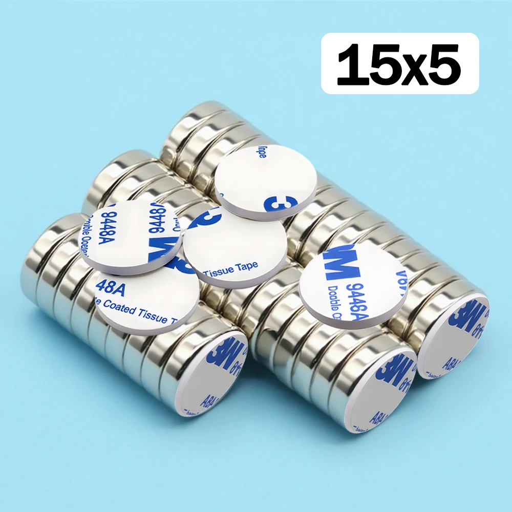 Superstarker Neodym-Magnet mit doppelseitigem Klebeband, runder Magnet N35, starke Permanentmagnete