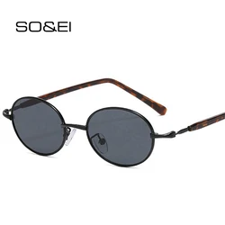 SO&EI Fashion Small Metal Oval Sunglasses Women Retro Punk Men Trending Clear Lens Frame Shades UV400