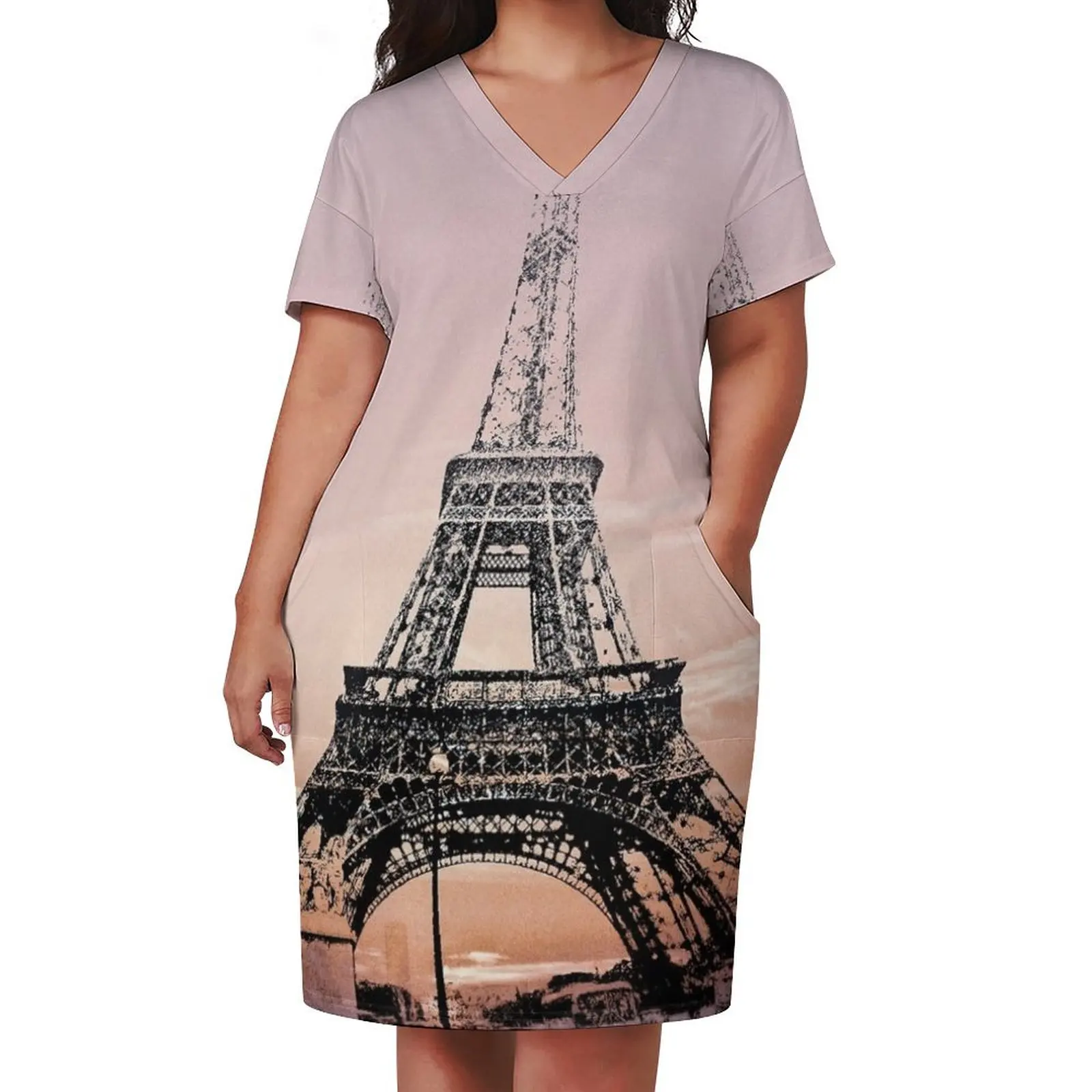 EIFEL TOWER Loose Pocket Dress Bride dresses Dresses for wedding party purple dress