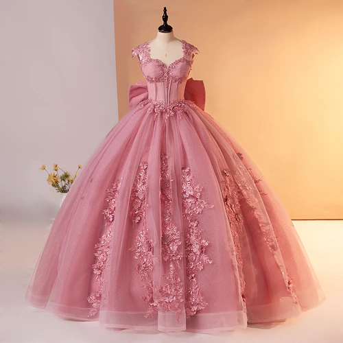 Imagen 2 del producto Rosa 15 vestidos de quinceañera vestido de baile dulce vestidos de fiesta de encaje vestido de 15 años para quinceañera vestido de princesa personalizado 2025