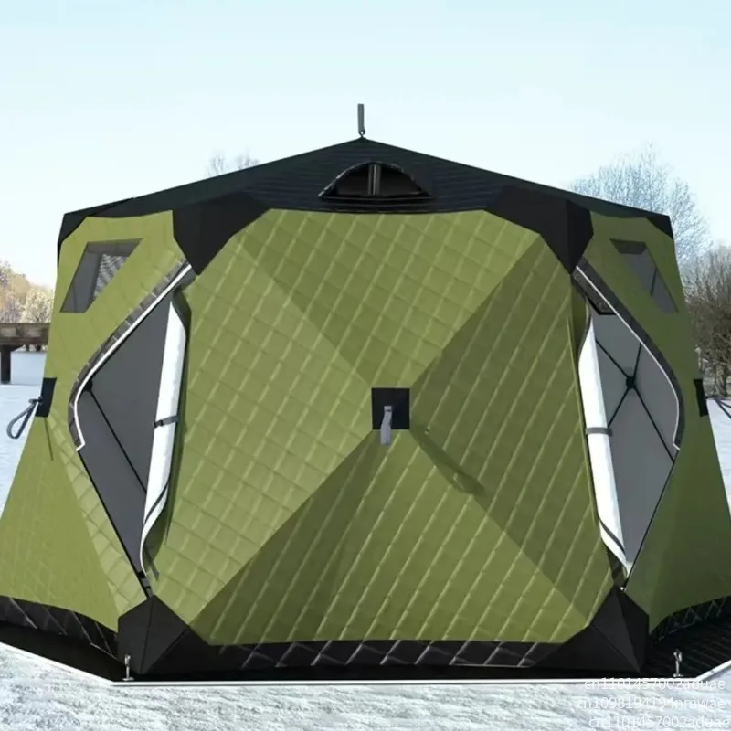 Hexagonal ice fishing tent Thickened warm and cold-proof quick-opening tent Winter fishing camping Ski portable tent