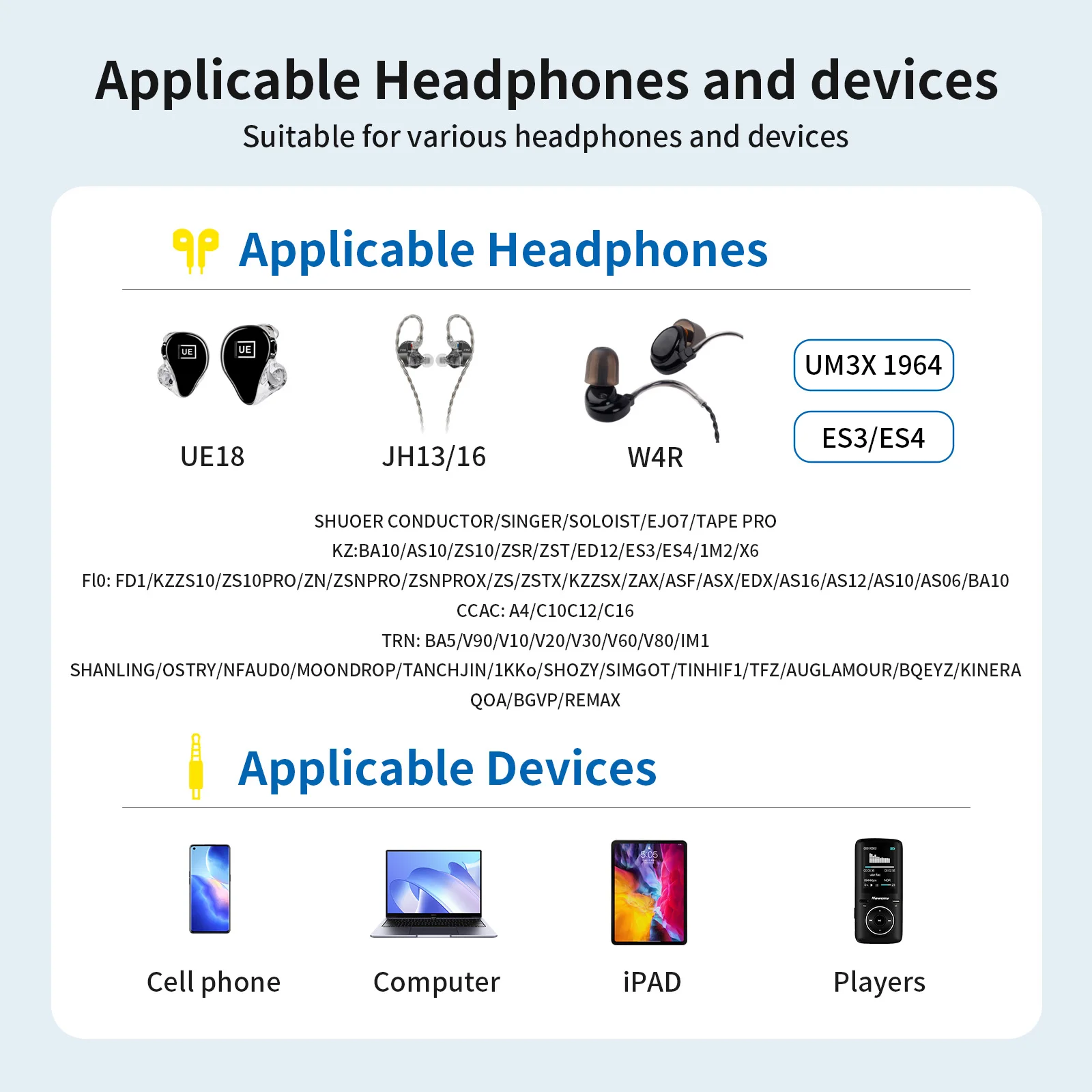 OKCSC 0.78 2-pins oortelefoonkabel voor TFZ/UE18/JH13 JH16 W4R Verzilverde Upgrade HiFi-audiokabel met 2,5/3,5/4,4/Type-C-stekker