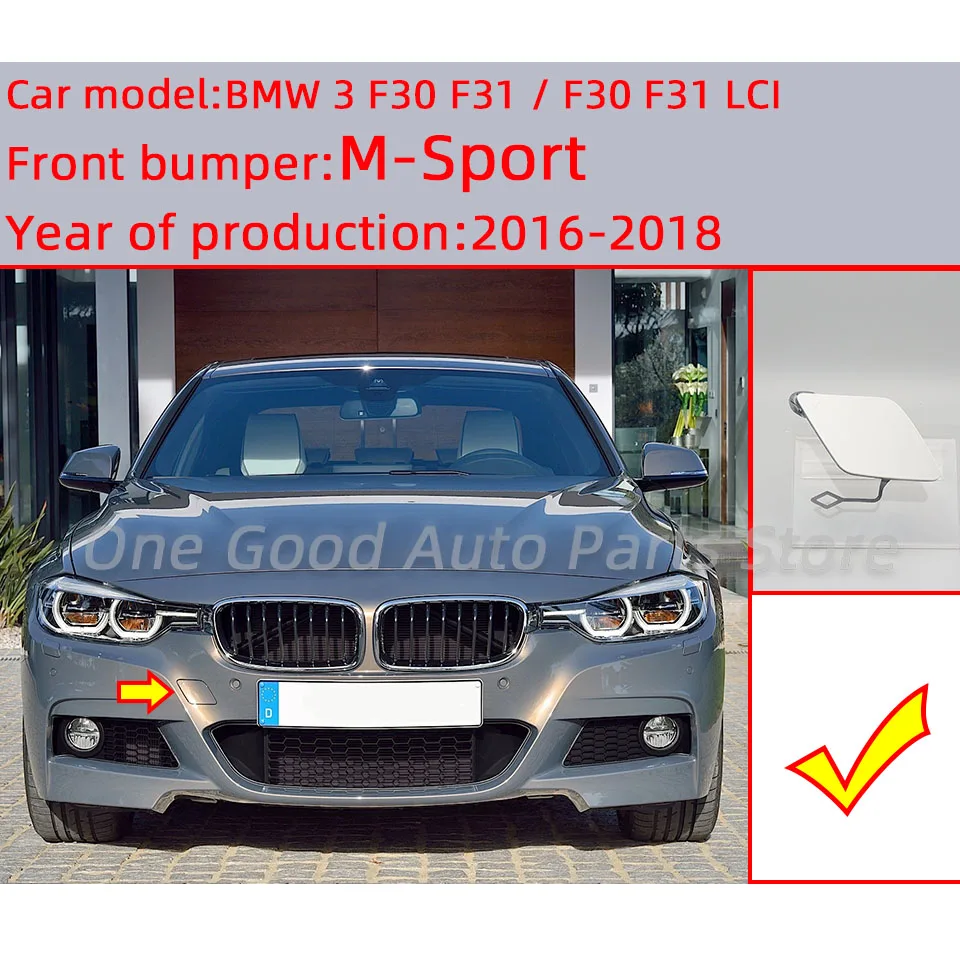 Amortecedor dianteiro gancho de reboque tampa de olho para BMW Série 3 F30 / F31 / LCI / M-Sport 2012-2018 # 51117293116 51118067961 51117396837