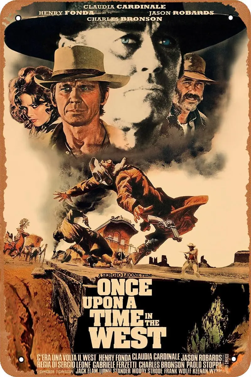West Cowboy Once Upon a Time in the West Movie Poster Vintage Tin Sign for Cafe Bar Man Cave Garage Home Wall Art Decor Gif sign