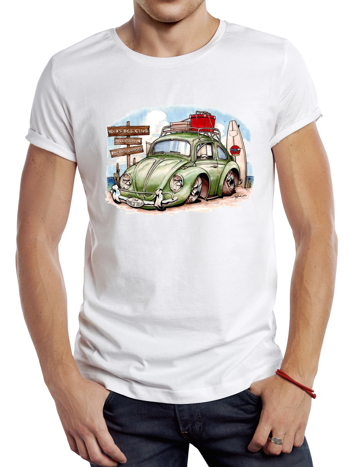 

FPACE Vintage Old Car With Surfboard Men T Shirt Graphic Retro Surfer Sport Cloth Casual Tops Hipster Tee