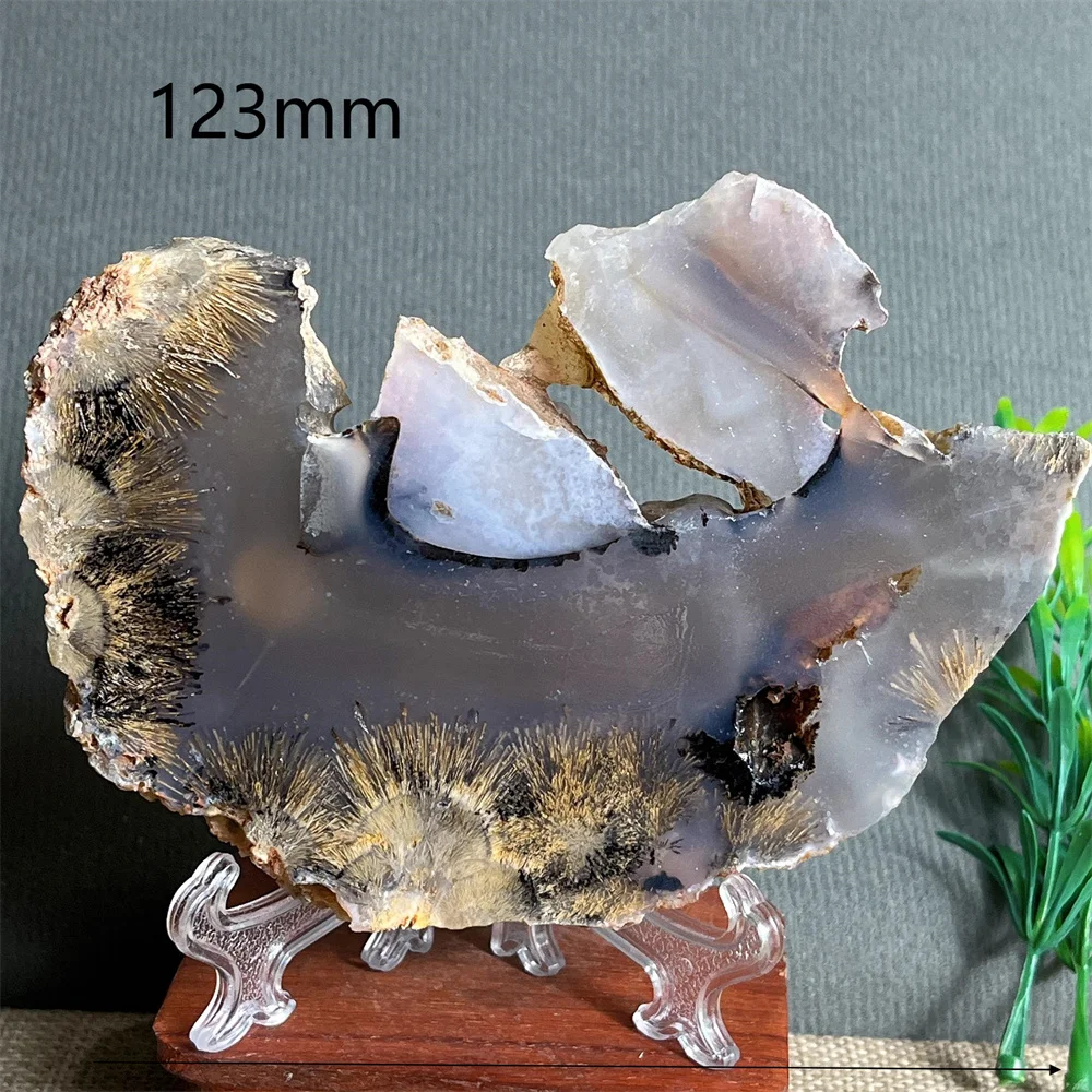 Crystal Natural Agate Slab Slice Stone Quartz Reiki Healing Gem Geode Mineral Samples Specimen Feng Shui Home Decoration+Stand