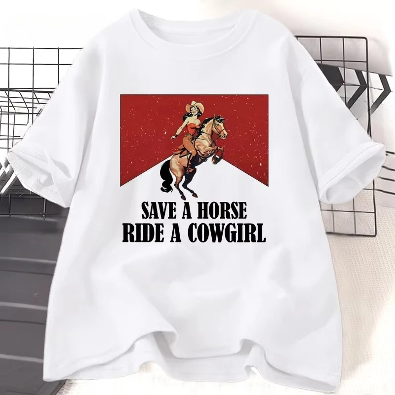 Save A Horse Ride A Cowgirl Tshirt Lesbian T Shirt LGBT Pride T-shirt Cowgirl T Shirt Western Rodeo Graphic T Shirts Streetwear view 2