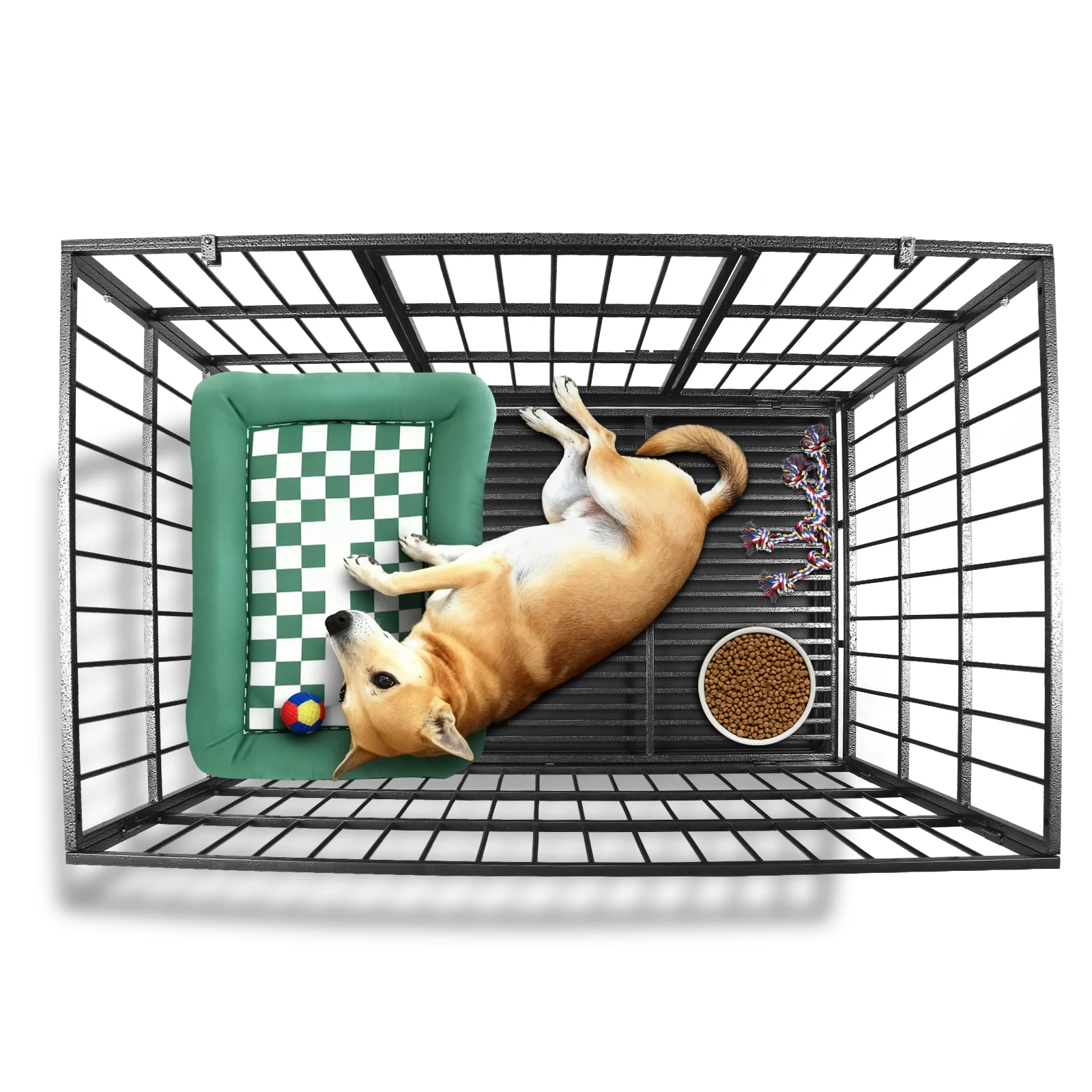 

48inch Dog Crate Cage Kennel with 2 Removable Tray Puppy Dog Playpen with Four Wheels Escape Proof for Large & Medium Breeds
