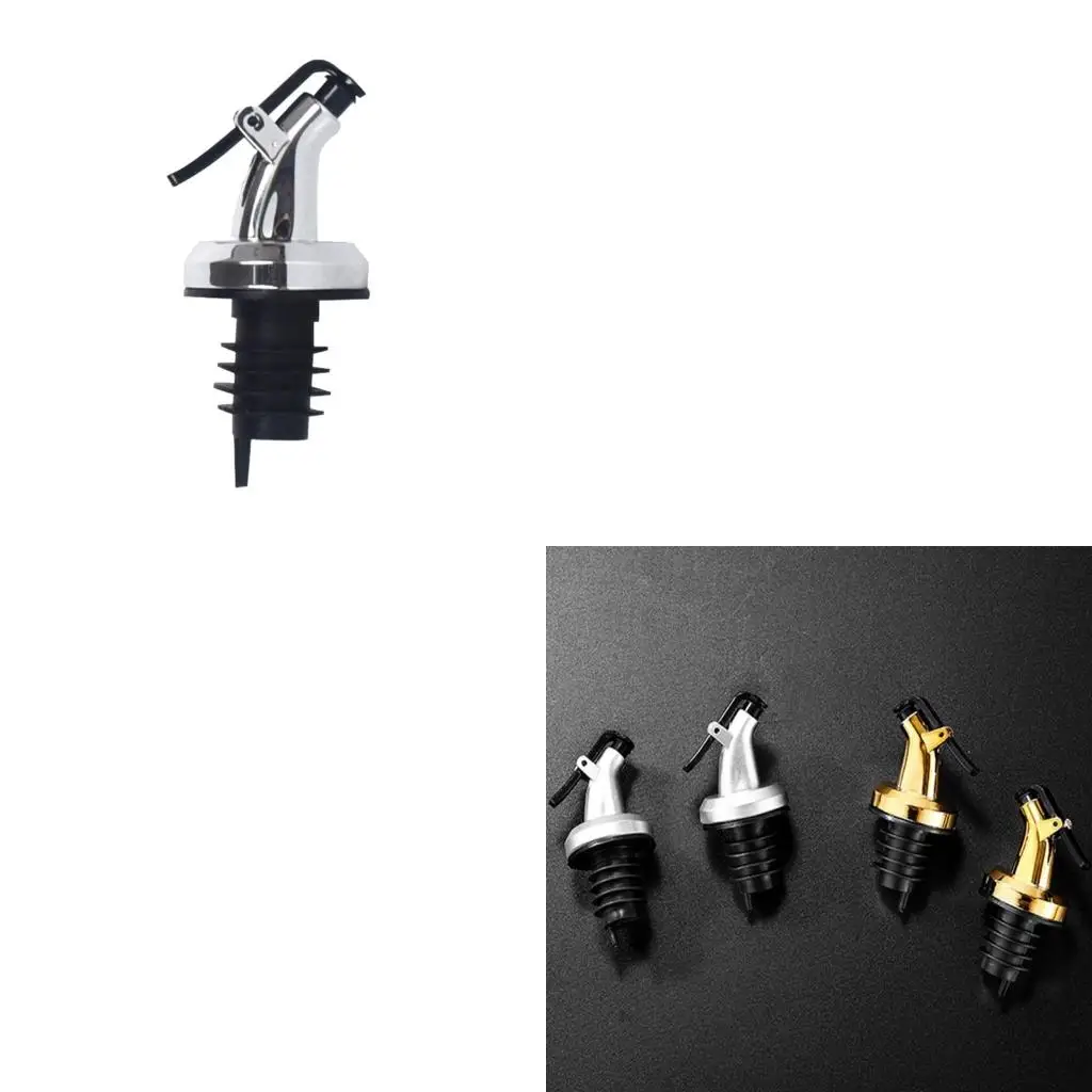  4 PCS Oil Bottle Stopper Liquor Plastic Material Dispenser Wine Pourer Lock Plug