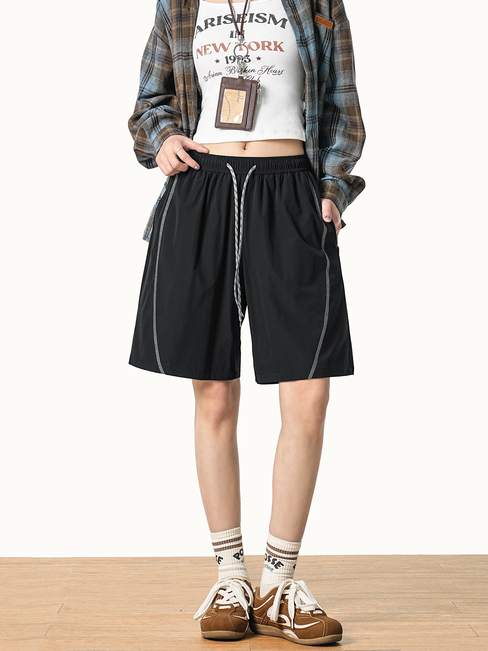 

Женские шорты Beetle Town в американском стиле, охлаждающие, с защитой от УФ-излучения UPF50, свободного кроя, спортивные повседневные брюки из нейлоновой ткани, лето 2026