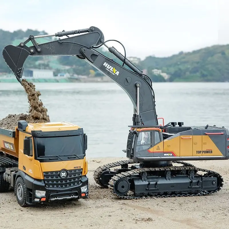 Huina 2.4g Scale Alloy Professional Long Arm Rc Excavator Caterpillar Truck Remote Control Car Engineering Vehicle Toy Boy