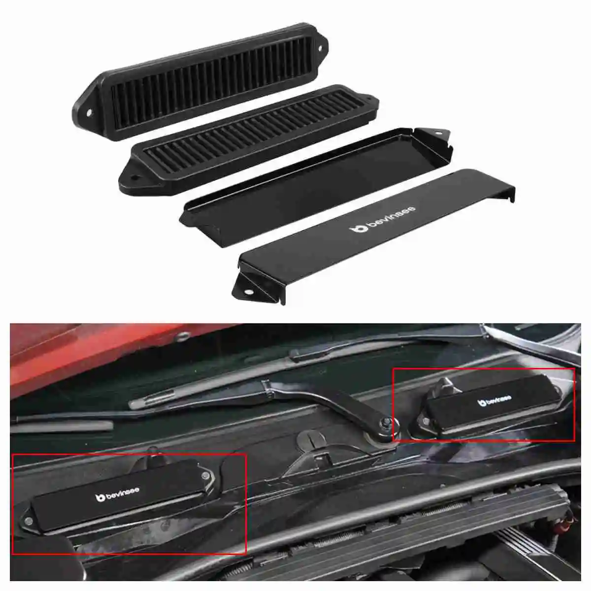 

BEVINSEE Cabin Air Cowl Filters & Weather Guards For BMW E90 E92 E91 E93 E82 E88 X1 E84 335i 328i 330i 323i 325i 135i 118i