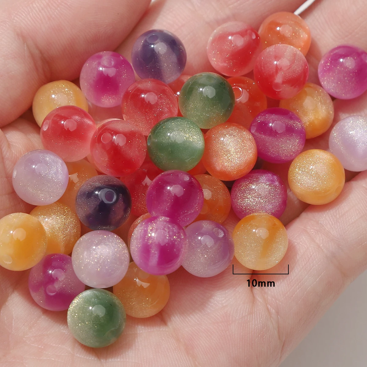 10/50pcs 10mm Resin Round Beads UV Changing Reactive Spacer Beads for DIY Necklace Bracelet Earring Jewelry Making Accessories image 4