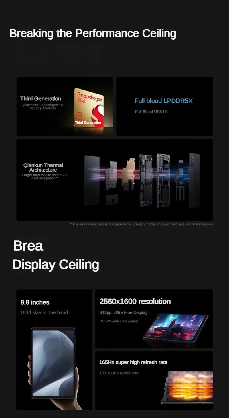 CN ROM Lenovo Legion Y700 Tablet Gen3 Snapdragon 8 6550mAh batería pantalla LCD 165Hz 8,8 pulgadas Android Wifi 2560*1600P 12G 16G