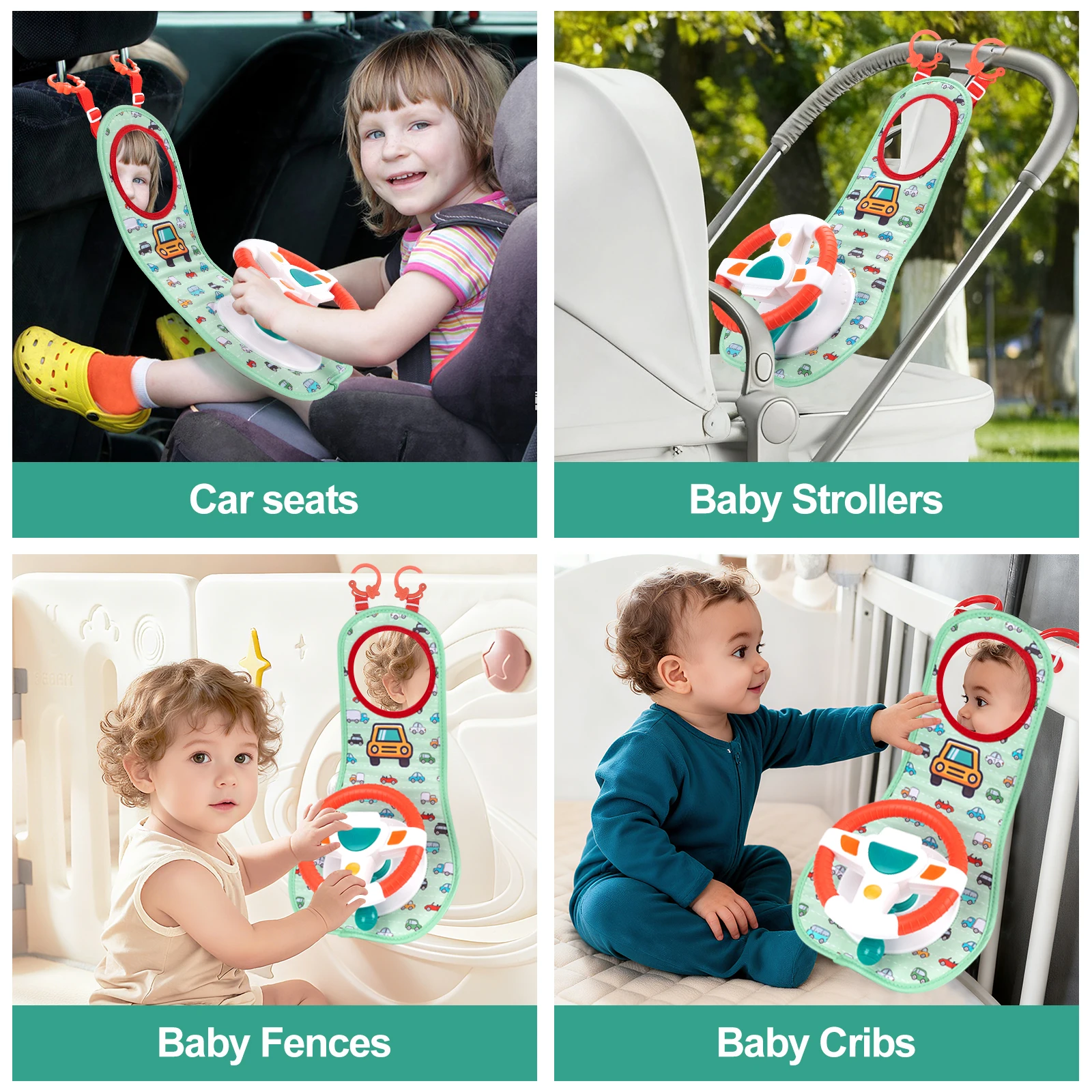 Baby Car Eletric Steering Wheel Toy with Music Baby Seat Copilot Toys Simulate Driving Car Hanging Toys for Todder 0-12M Gifts