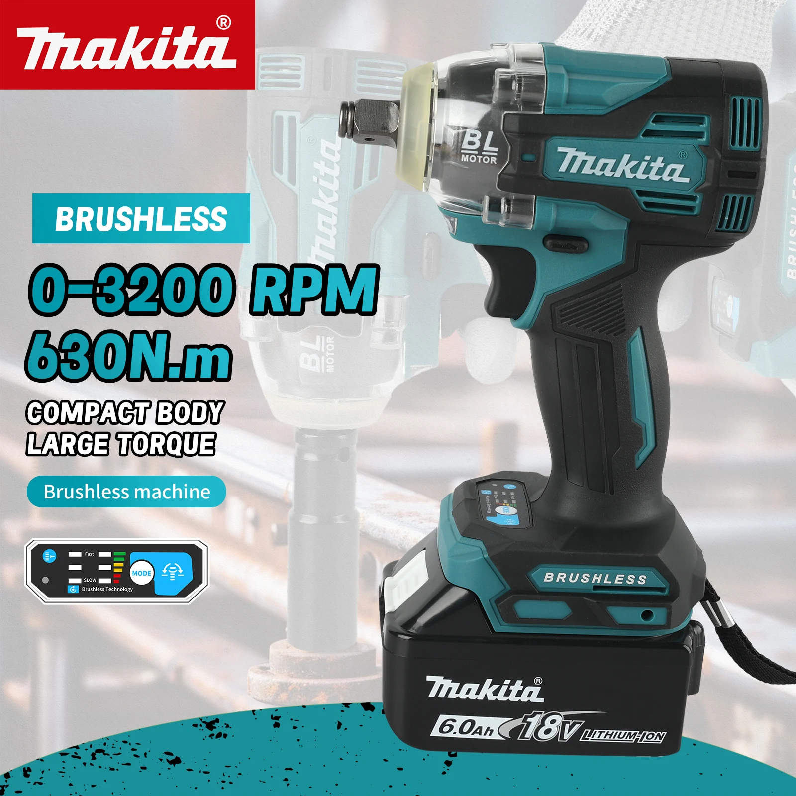 520NM Brushless Cordless Electric Impact Wrench adjustable speed Handheld  Car Repair Power Tools For Makita 18V Battery Pin