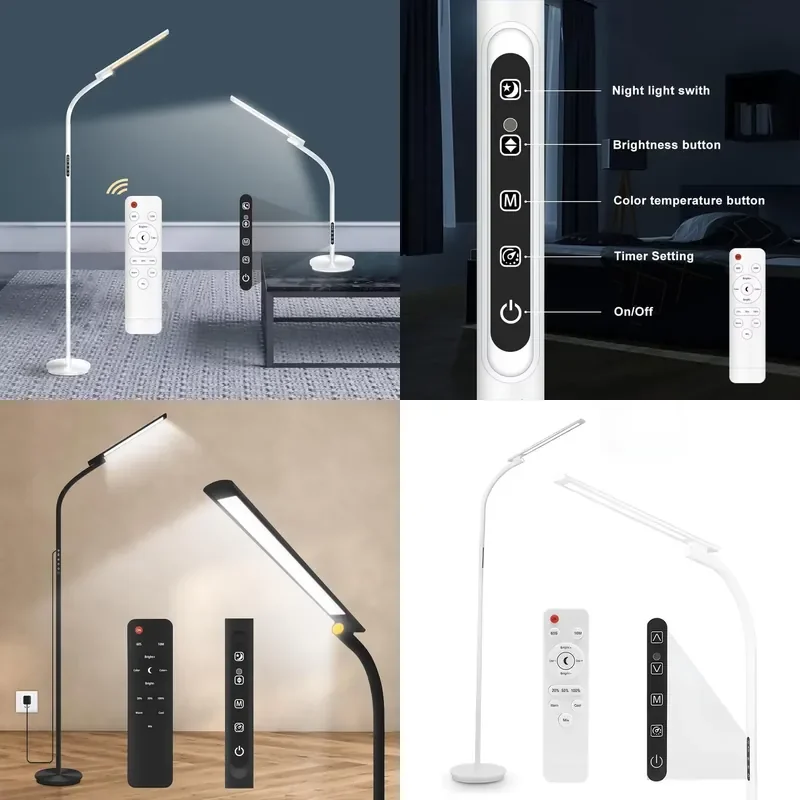 for Stepless Floor Lamp with Protection  Height Adjustable Touch and Remote Control for Reading