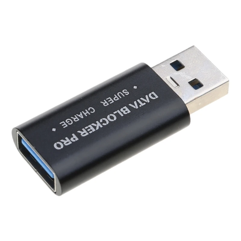 Adaptador carga rápida USB con protector robo datos Bloqueador datos USB aluminio