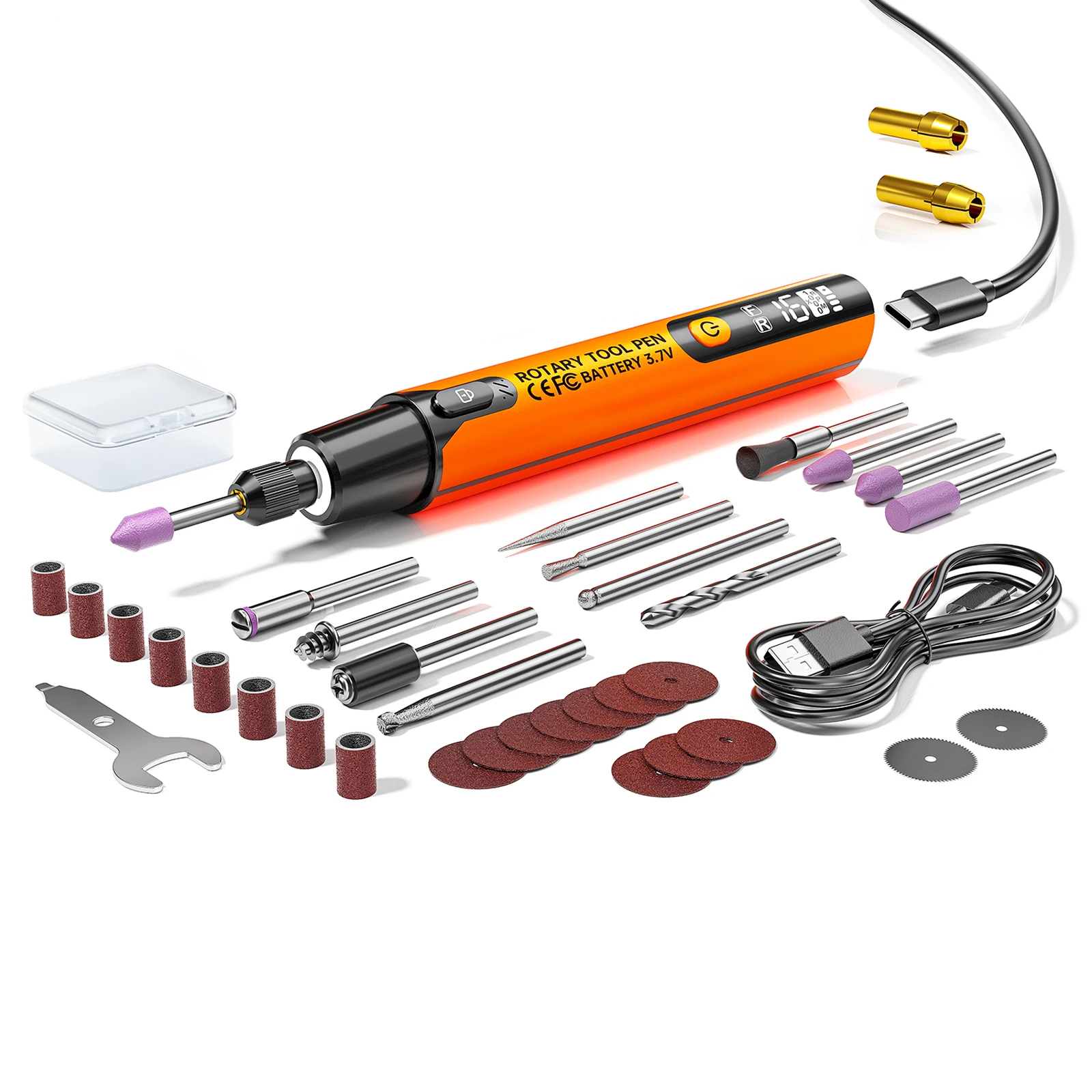 

16000RPM Digital Electric Mini Drill Cordless Rotary Tool 6Speed Adjustable Engraver Pen with LED Light for Jewelry Metal Polish