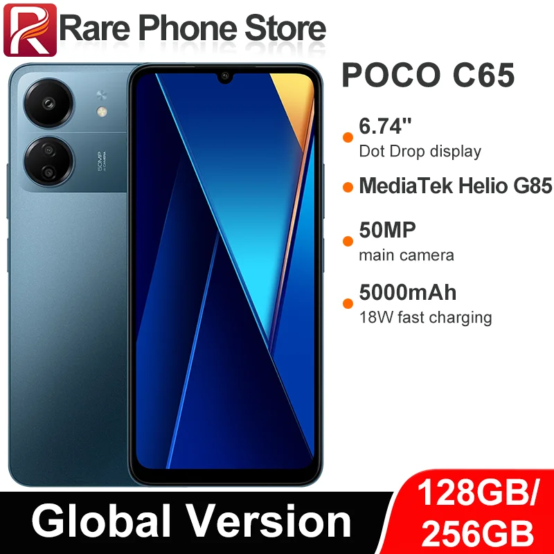 Global Version POCO C65 128GB/256GB MediaTek Helio G85 6.74 inch display 50MP+8MP Camera 5000mAh Battery