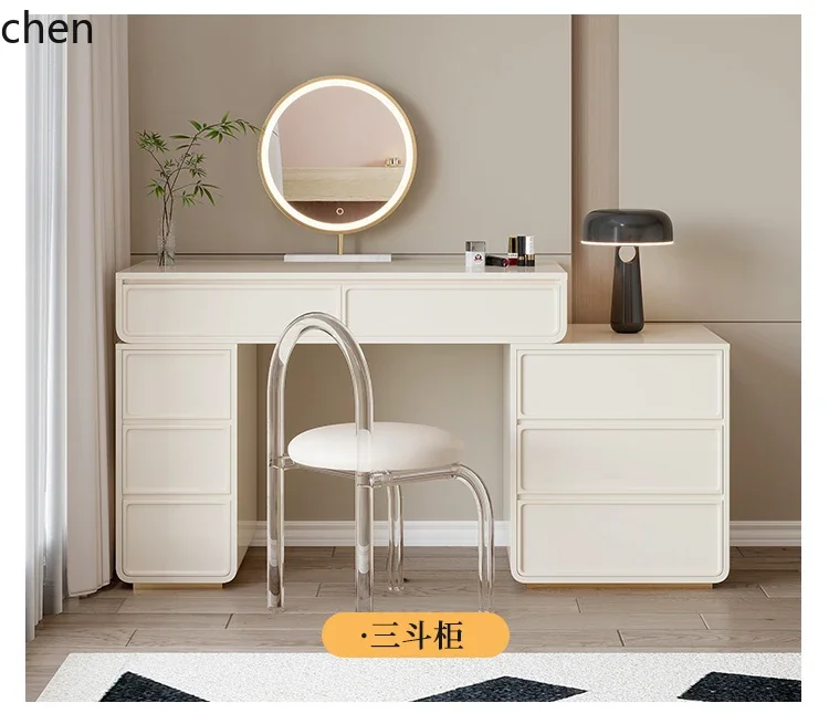 L22 Nine-chest Cabinet, Bedroom Dresser, TV Cabinet, Integrated Storage, Solid Wood Minimalist Retractable Makeup Table