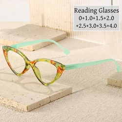 Ladies Reading Glasses Fashion Cat Eye Frame Presbyopia Eyewear Anti-blue Light Prescription Plus Eyewear Diopter +1.0+1.5+4.0