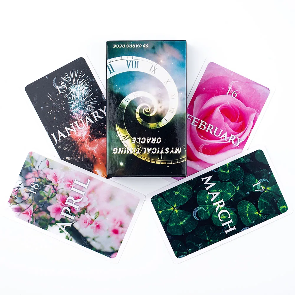 Mystical Timing Oracle 60Cards 10.3*6Cm Time Frame Cards Twin Flame Tarot Deck Cosmic