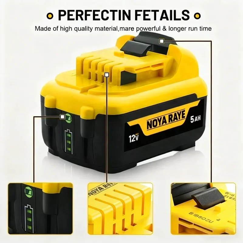 Baterie do nářadí 12V 5Ah 2Ah Li-Ion Náhrada pro DeWalt DCB124-XJ DCB120 DCB127 DCB123 DCB122 DCB124 DCB121 Baterie do elektrického nářadí - náhled 5