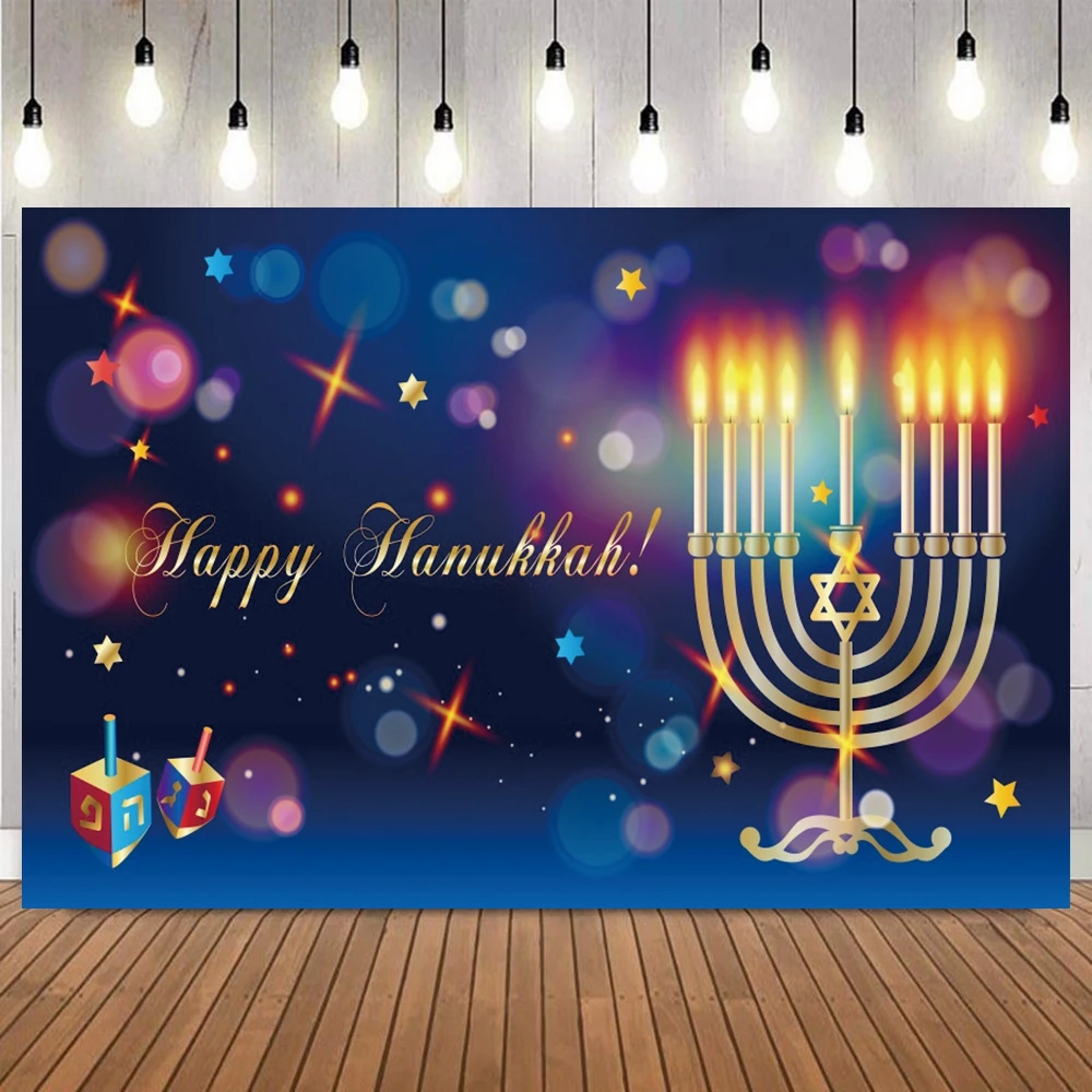 Judaism Happy Hanukkah Photography Backdrop Jewish Jesus Passover Candlestick Party Decor Photographic Background Photo Props