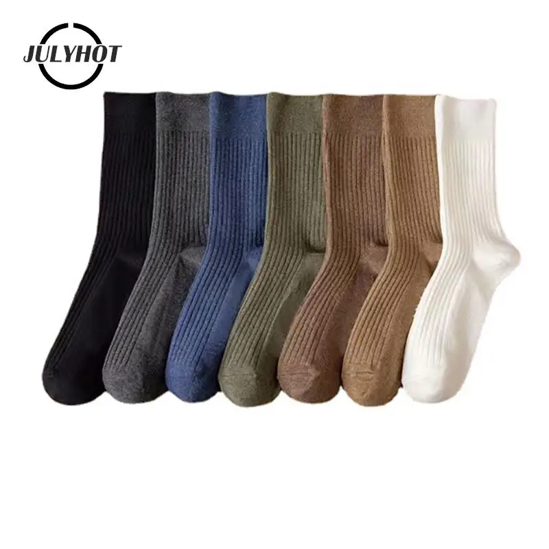 Calcetines largos y cálidos de algodón para mujer, medias deportivas de Color sólido, estilo coreano, para otoño, 1 par