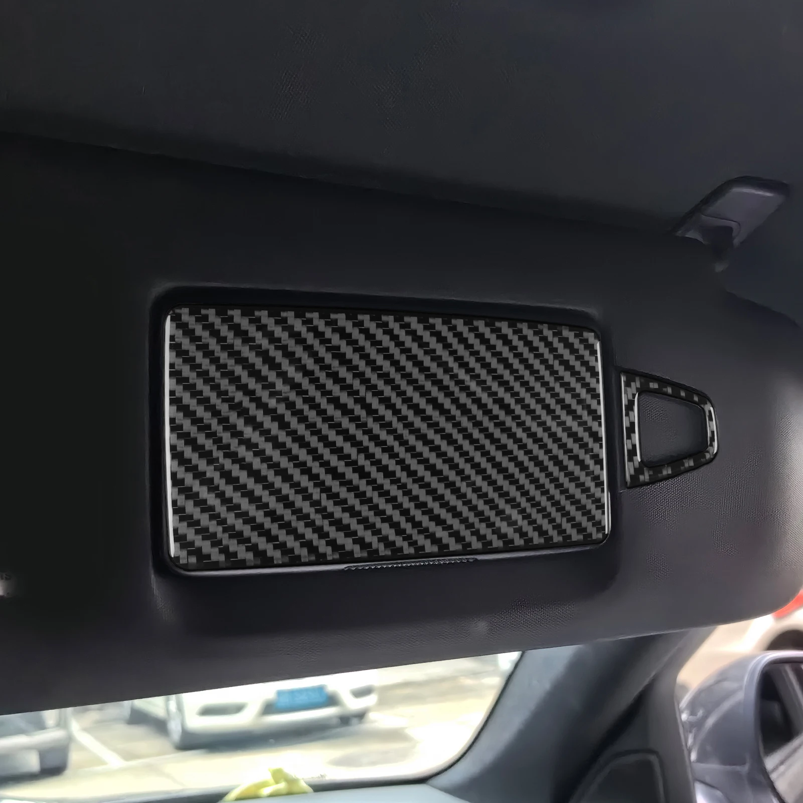 For Benz C Class 2022 2023 2024 Carbon Fiber Makeup Mirror Panel Cover Car Interior Decoration Accessories Sticker