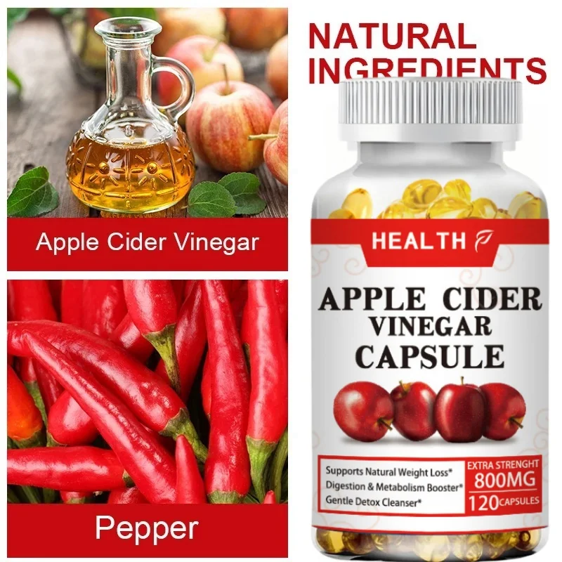 Organic Apple Cider Vinegar Capsules Healthy Weight Management Digestion Detox & Immune Soothes Gas & Bloating Food