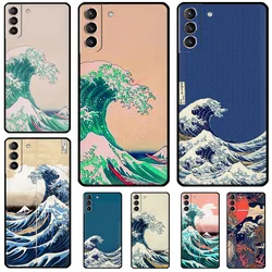 삼성 갤럭시 S24, S23, S22, S21 플러스, 울트라 노트 20, S9, S10, 노트 10, S20, S21, FE 커버용 일본 그레이트 웨이브 가나가와 케이스