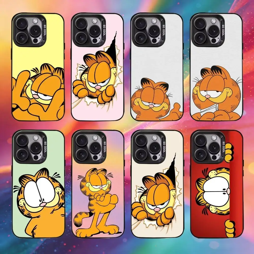 

Cartoon G-Garfields Phone Case For iPhone17, 16,15,14,13,12 Pro Max Black Candy Matte Shockproof Cover