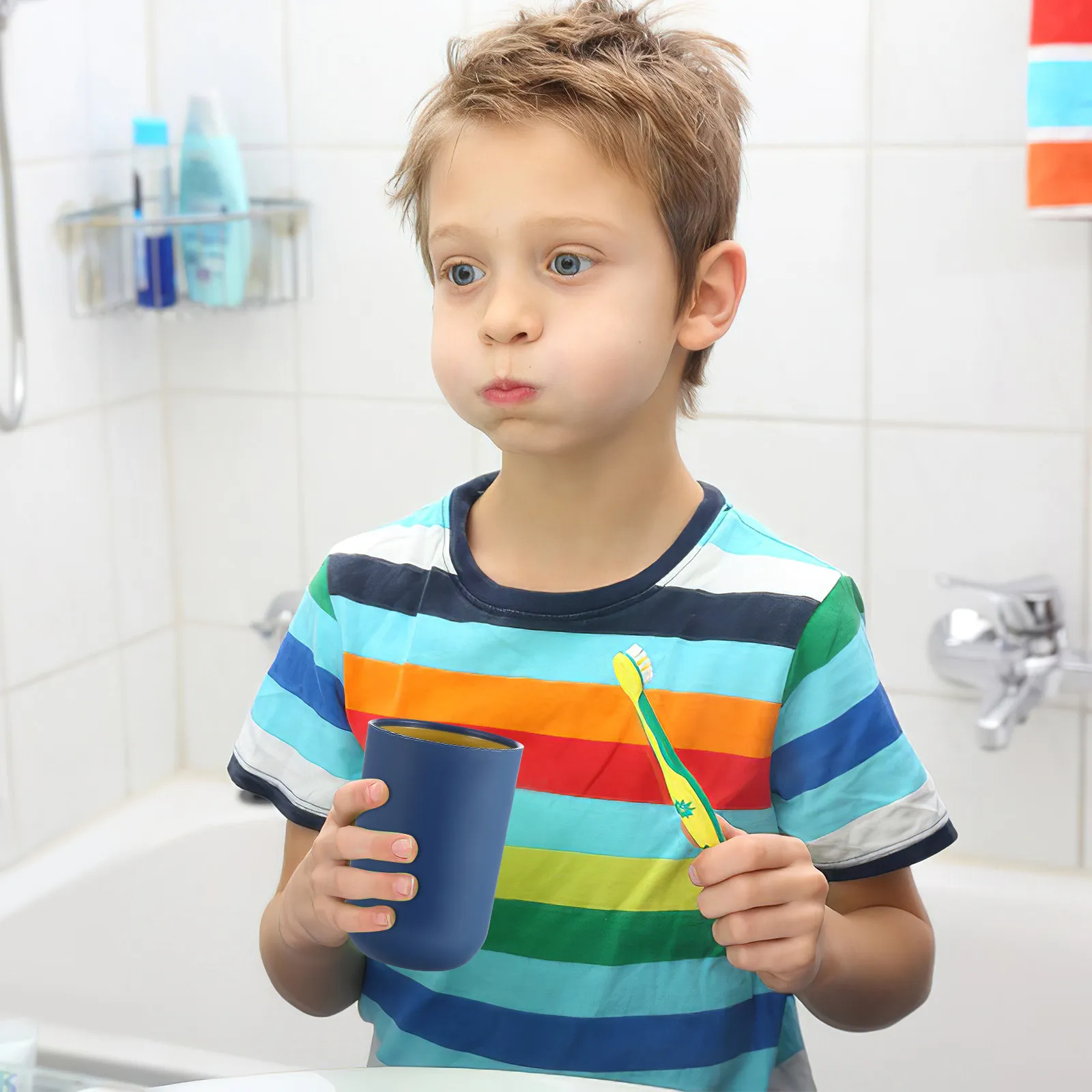 4Pcs Anti-Fall Plastic Toothbrush Cups Bathroom Tumblers Mouthwash Mugs Style Non-Slip Bottom for Washroom Rv
