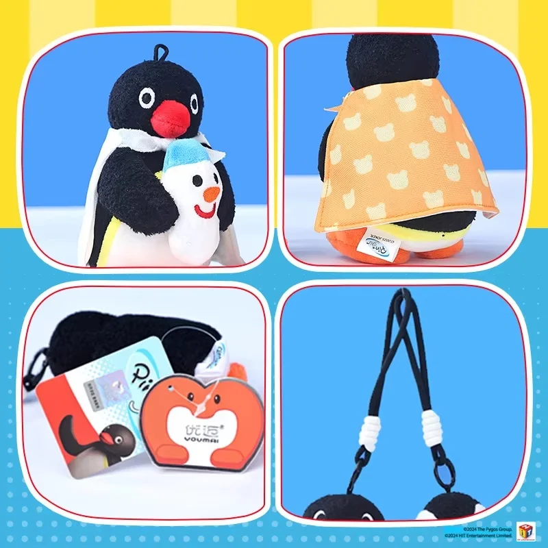 12cm Pingu Buddy Series Plush Keychain Cute Penguin Holding Bunny Bear Snowman Mini Stuffed Doll Backpack Bag Pendant Gift view 4