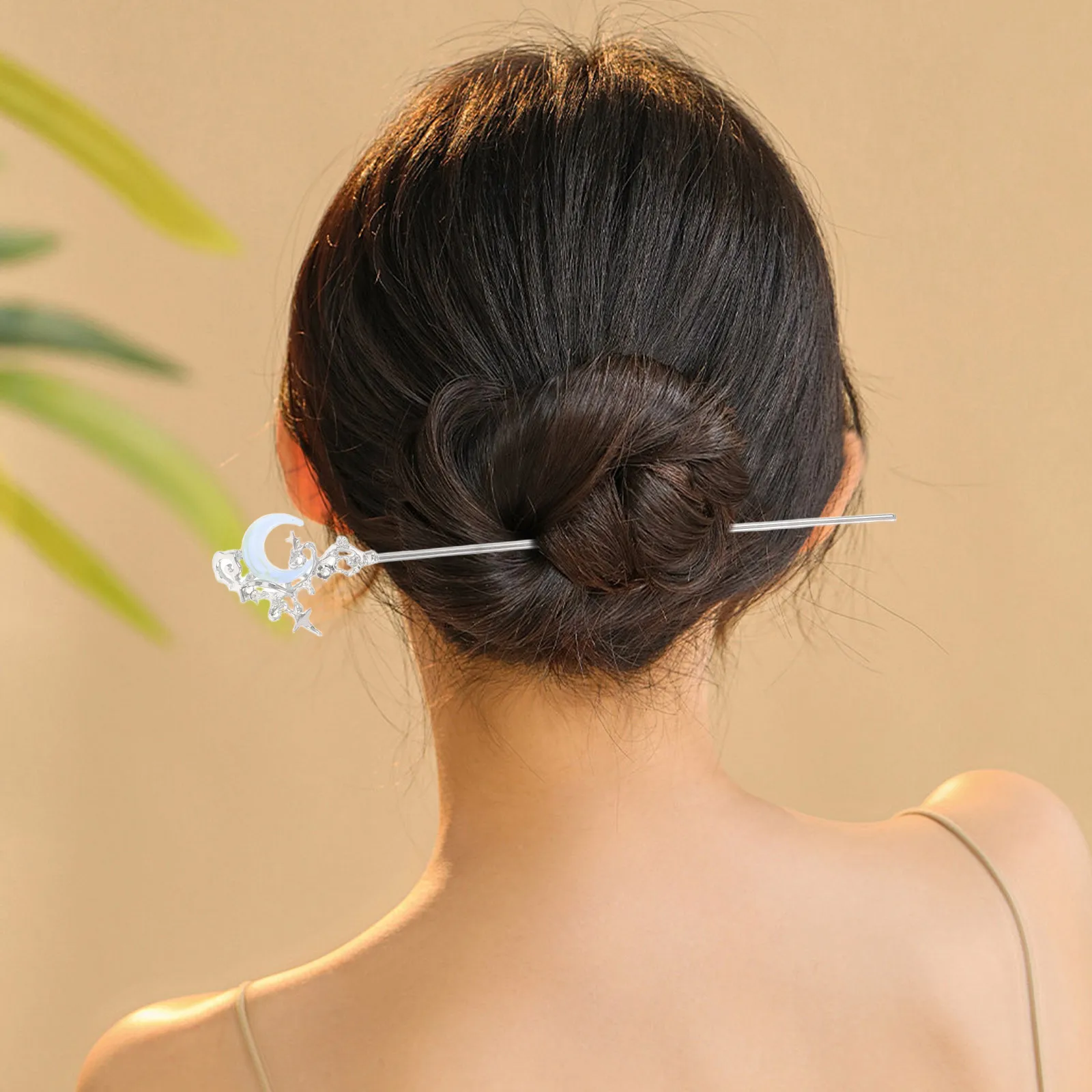 

2Pcs Stone Hairpin Star Moon Accessories Hair Sticks Crystal Star Barrettes French Hairpin Modern Minimalist Design