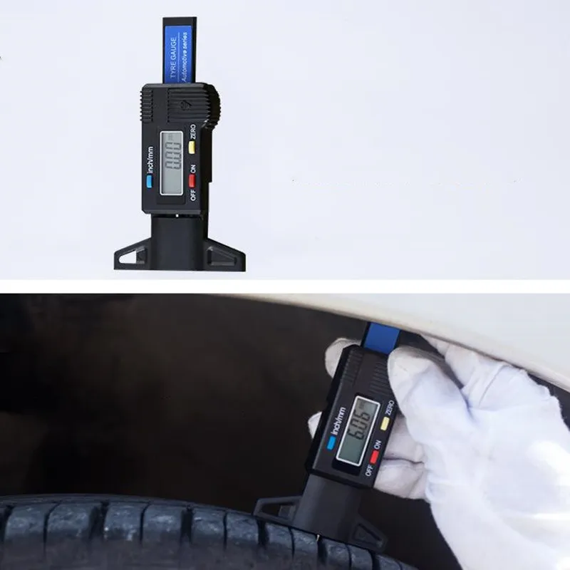 Digital Car Tyre Tire Tread Depth Gauge Meter Measurer Tool Caliper Thickness Gauges Tread Brake Pad Shoe Tire Monitoring System